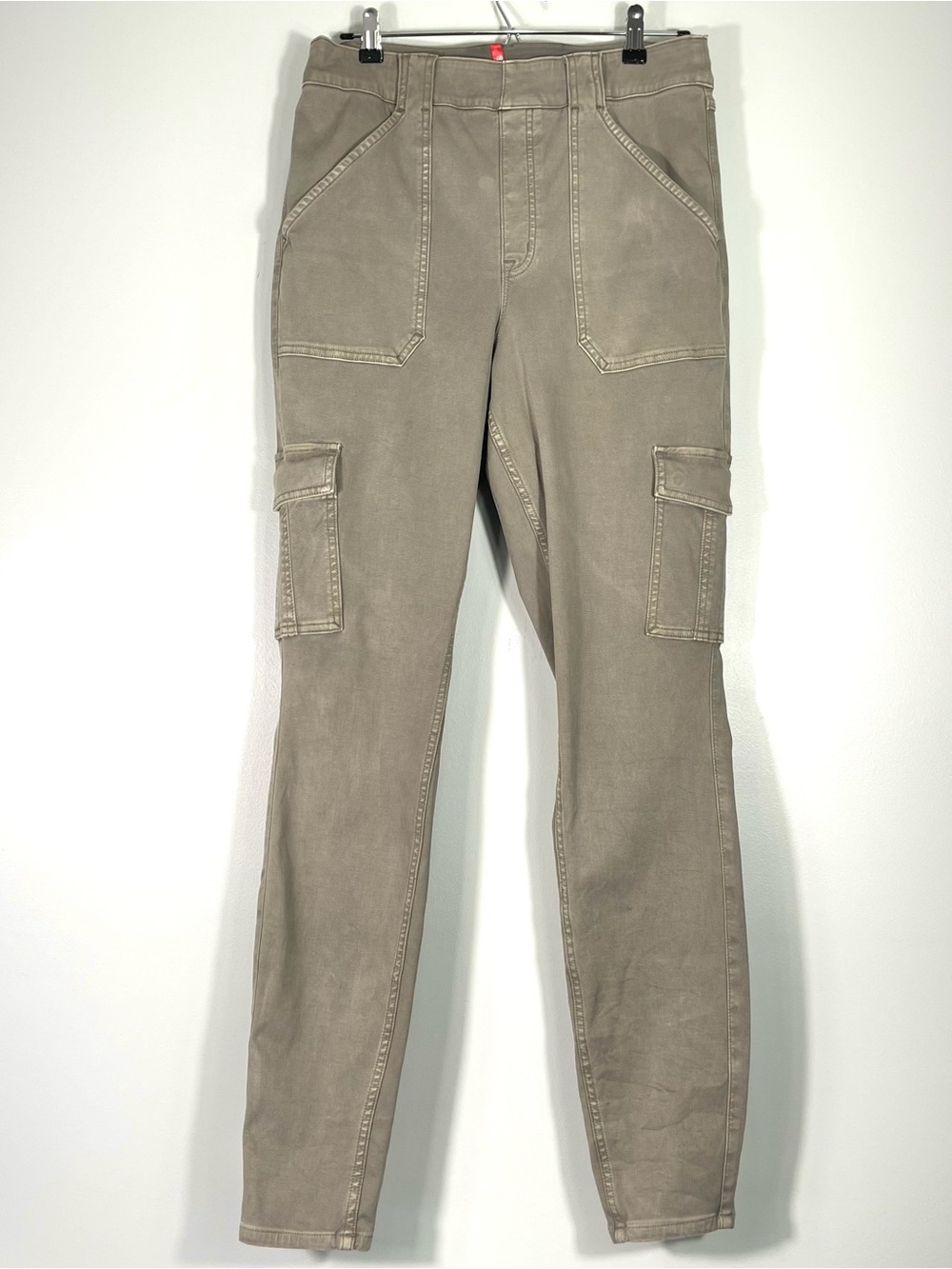 SPANX Pants Jeggings Cargo Pockets Pull-On Stretch Olive Green/Gray Size XL Tall